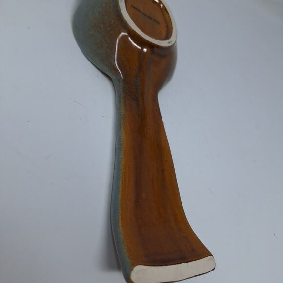 Retro Owl Spoon Rest Ceramic Light Blue/Brown Dishwasher Safe 10" - Picture 7 of 14